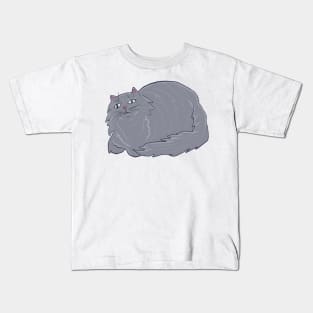 Fluffy Gray Cat Kids T-Shirt